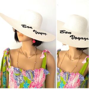 New white Sun Hat NWT Sun Protection Beach Pool Packable Bachelorette Tr…